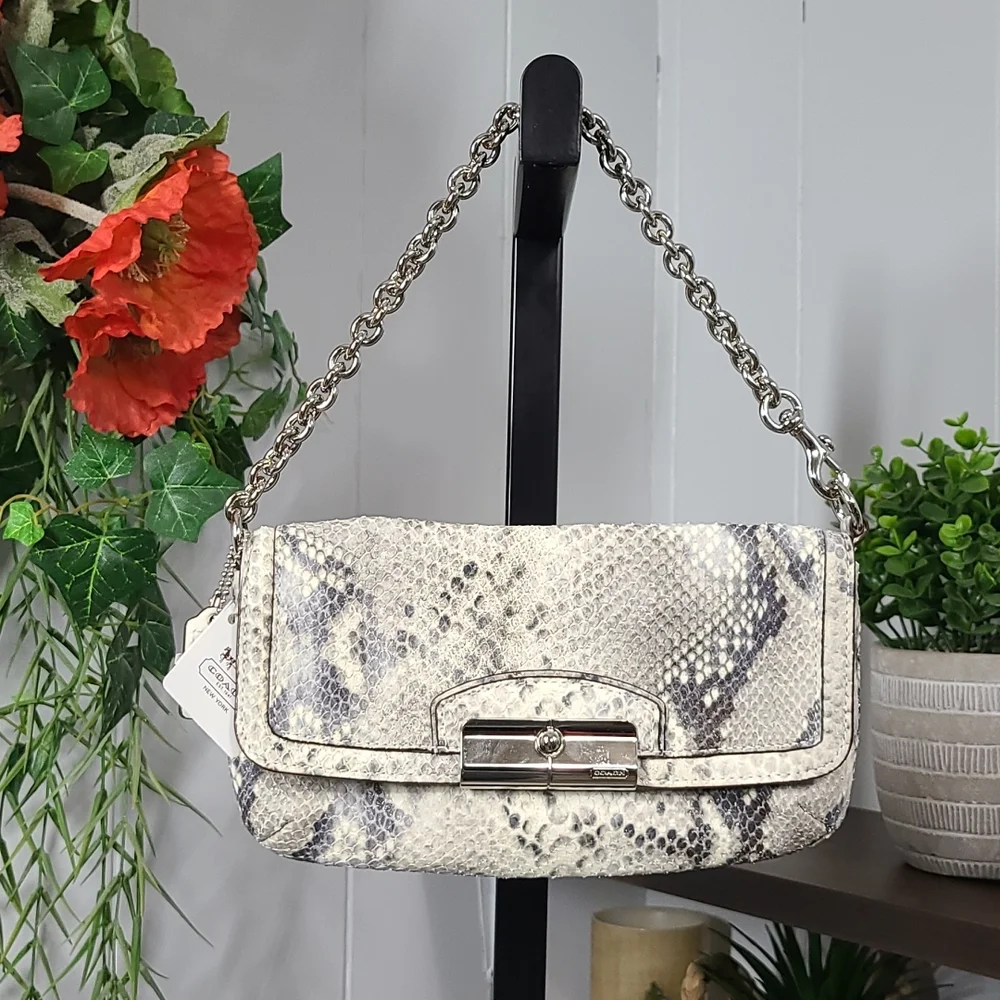Coach Kristin Embossed Python Leather Wristlet -NWT - Picture 5 of 10
